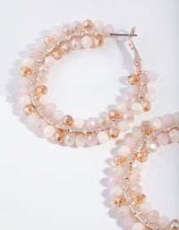 Rose Gold Pink Facet Bead Hoop Earrings - link has visual effect only