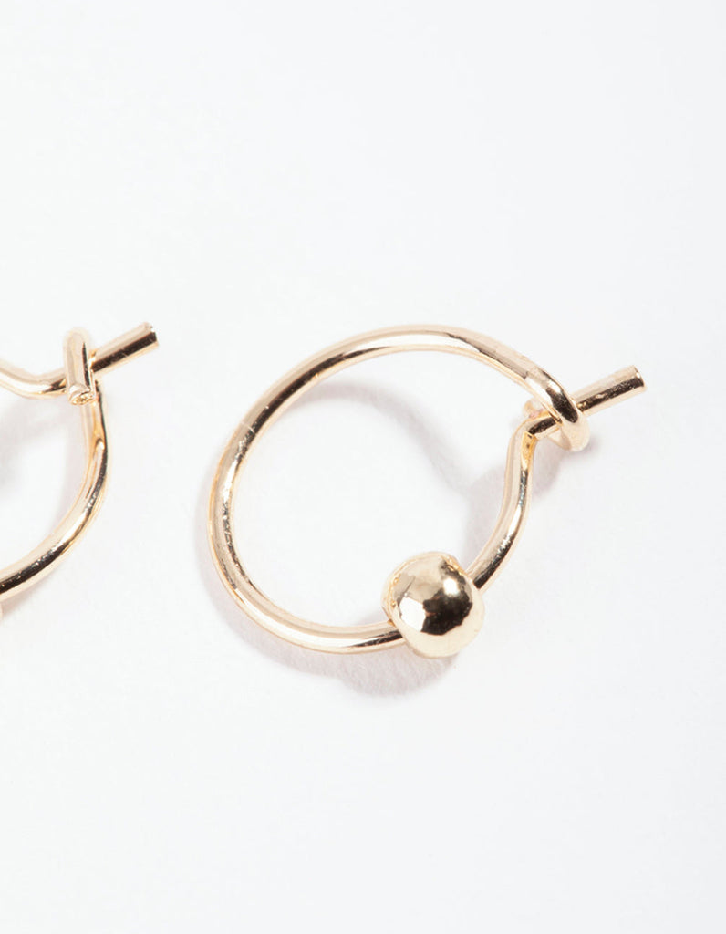 Gold Mini Ball Hoop Earrings