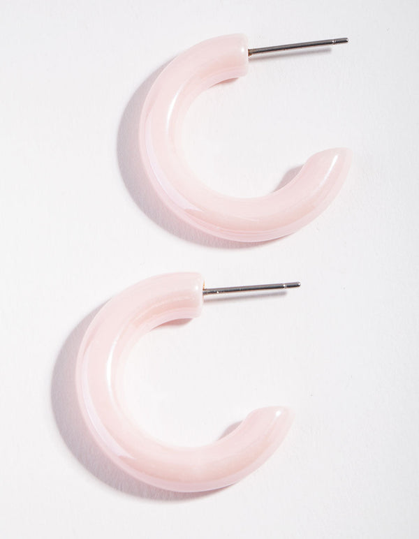 Acrylic Pink Medium Hoop Earrings