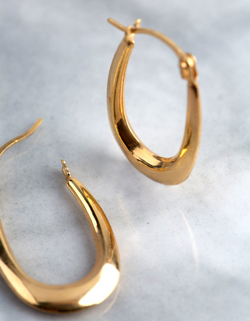 9ct Gold Polished Oval Creole Hoop Earrings