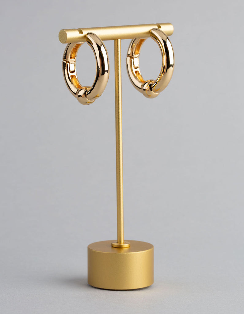 18ct Gold Plated Brass Ball Detail Hoop Earrings