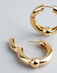 18ct Gold Plated Brass Ball Detail Hoop Earrings - link has visual effect only