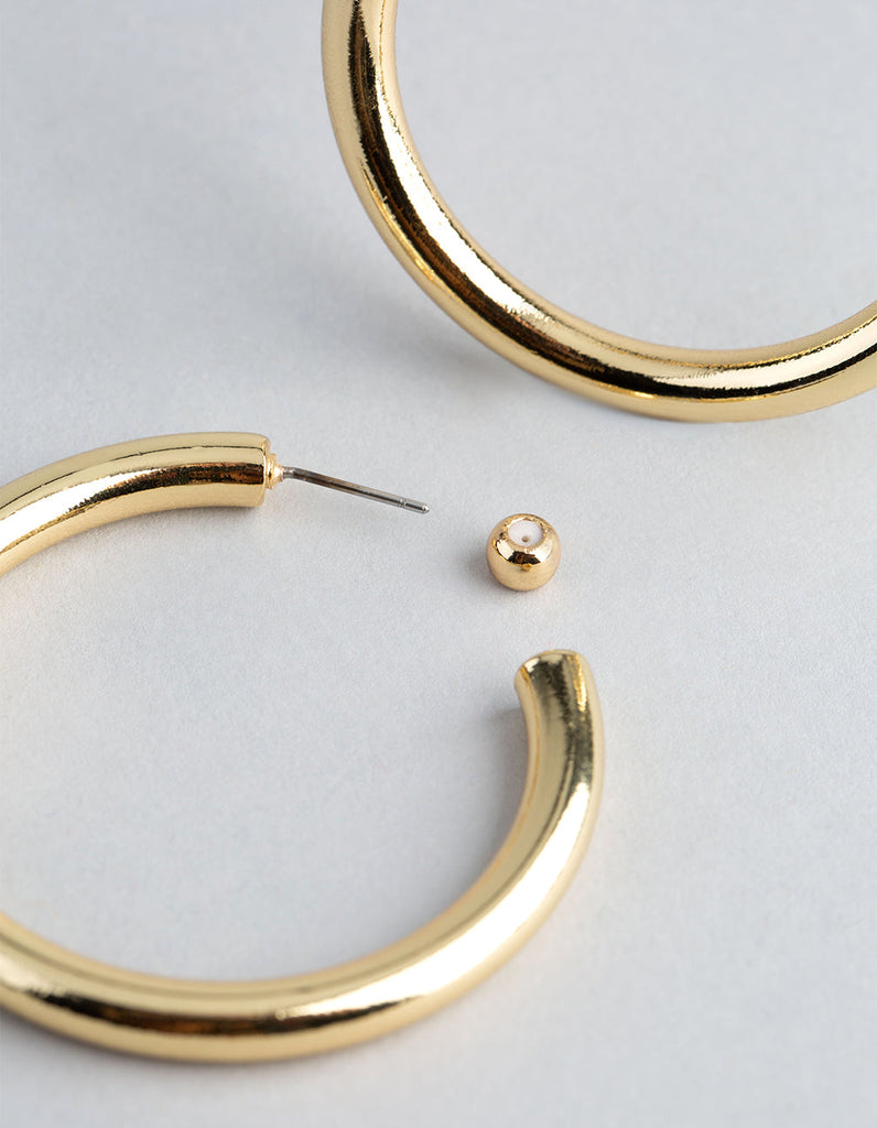 18ct Gold Plated Brass Large Hoop Earrings