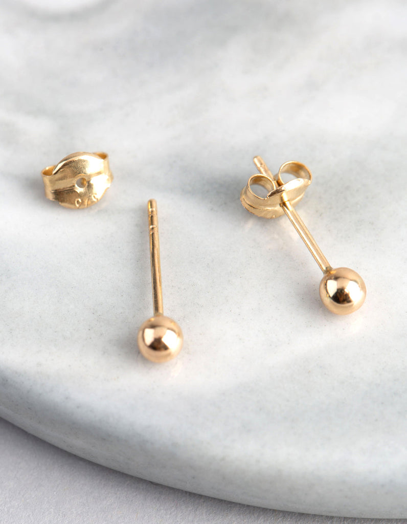 9ct Gold 3mm Polished Ball Stud Earrings