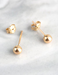 9ct Gold 4mm Polished Ball Stud Earrings - link has visual effect only