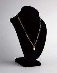 Gold Plated Sterling Silver Freshwater Pearl T&O Necklace - link has visual effect only