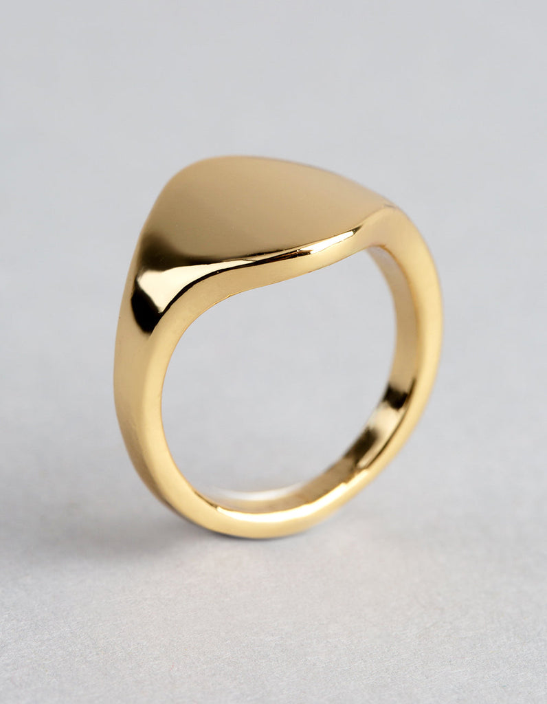 18ct Gold Plated Brass Irregular Signet Ring