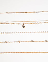 Gold Diamante & Pearl Choker 6-Pack - link has visual effect only