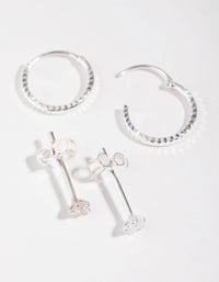 Sterling Silver Star Stud & Hoop Earrings - link has visual effect only