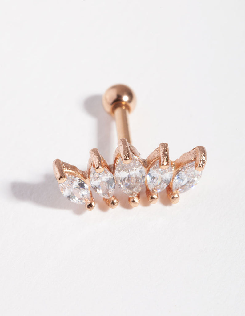 Rose Gold Surgical Steel Marquise Stone Barbell