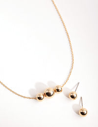 Gold Ball Chain Earring & Necklace Set - link has visual effect only