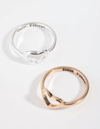 Mixed Metal Cut Out Heart Ring Set - link has visual effect only