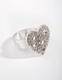 Silver Diamante Heart Sheild Ring - link has visual effect only