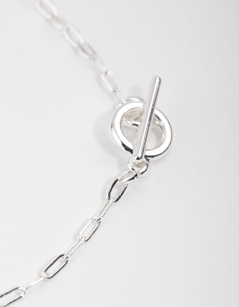 Silver Plated Thin Chain Fob Necklace