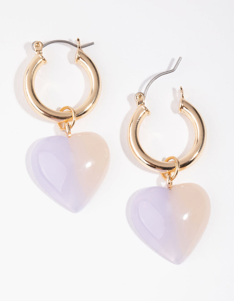 Gold Iridescent Heart Huggie Earrings