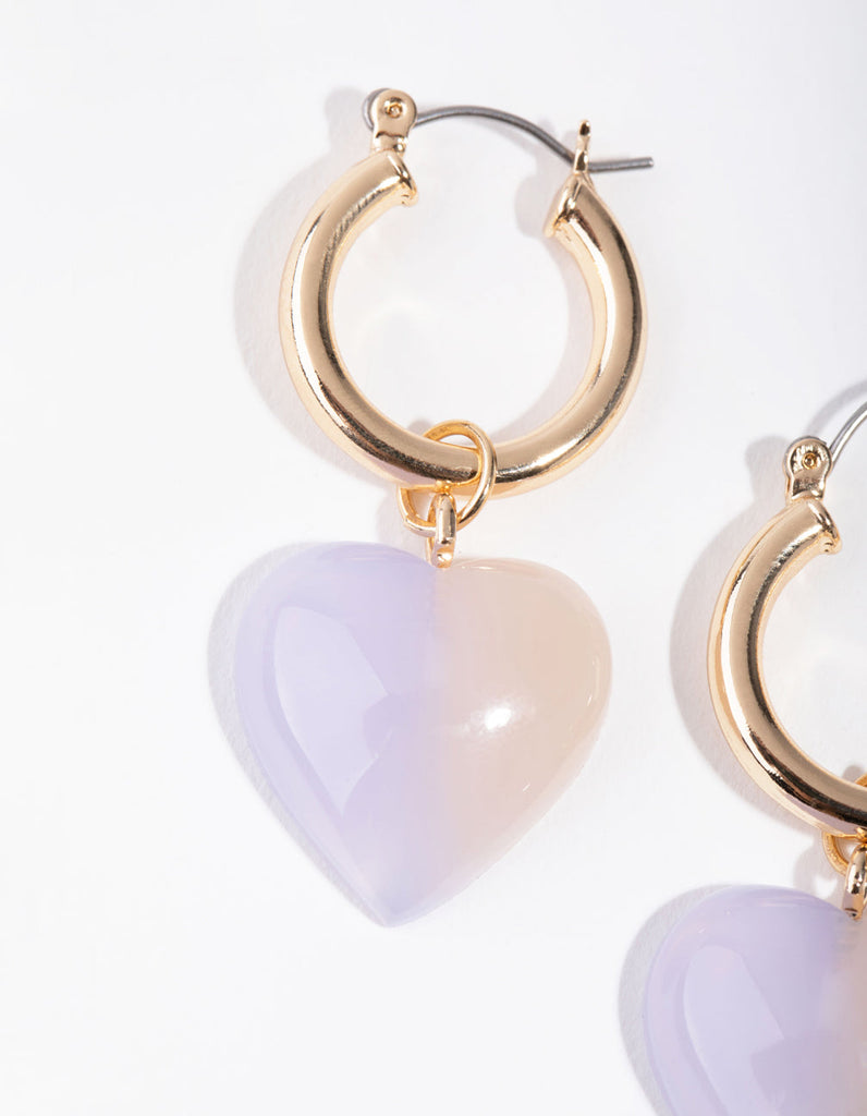 Gold Iridescent Heart Huggie Earrings