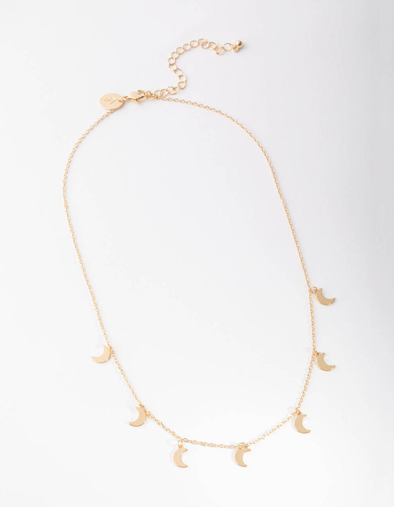 Gold Multi Moon Station Necklace