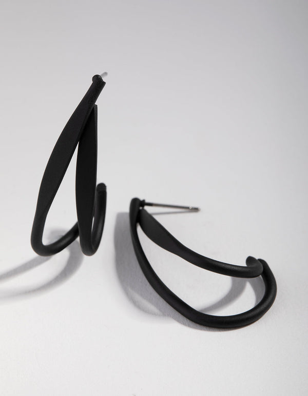 Matte Double Strand Half Hoop Earrings