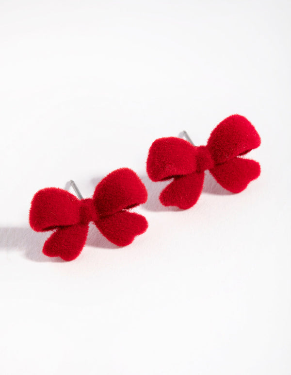 Fabric Flat Bow Stud Earrings