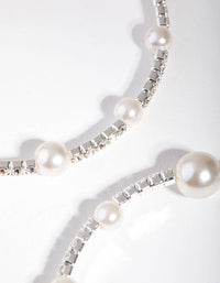 Silver Pearl & Diamante Hoop Earrings - link has visual effect only