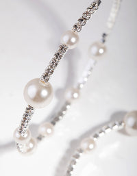 Silver Pearl & Diamante Hoop Earrings - link has visual effect only