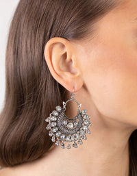 Antique Silver Diamante Drop Chandbali Earrings - link has visual effect only