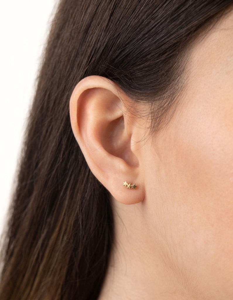 24 Carat Gold Plated Titanium Star Pack Stud Earrings