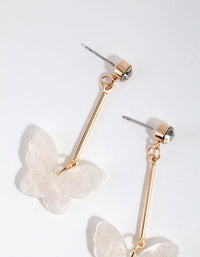 Gold Bar Glitter Butterfly Earrings - link has visual effect only