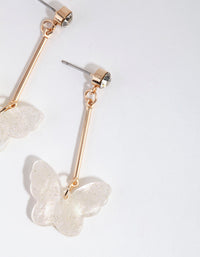 Gold Bar Glitter Butterfly Earrings - link has visual effect only