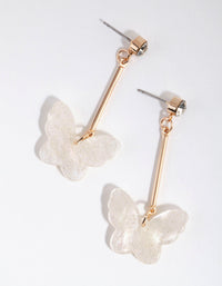 Gold Bar Glitter Butterfly Earrings - link has visual effect only