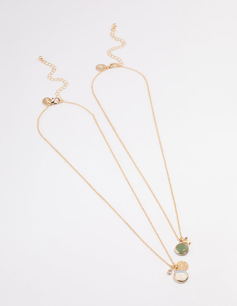 Gold & Green Semi-Precious Jingle Necklace Pack