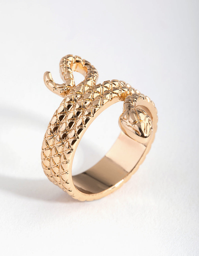 Gold Three Wrap Snake Ring
