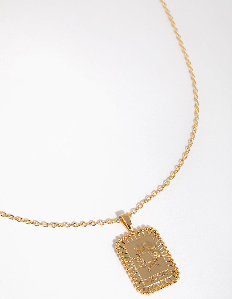 18ct Gold Plated Sun Card Necklace