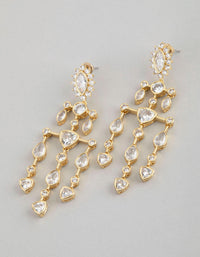18ct Gold Plated Brass Cubic Zirconia Chandelier Drop Earrings - link has visual effect only