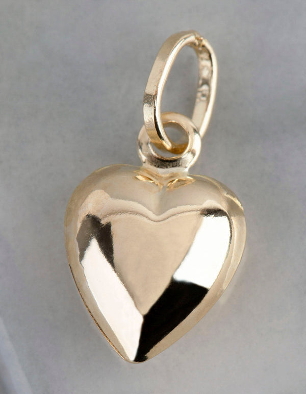9ct Gold Puffed Heart Pendant Charm