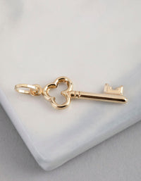 9ct Gold Key Pendant Charm - link has visual effect only