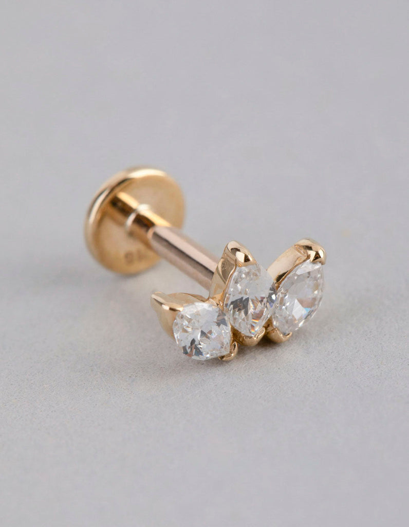 9ct Gold Cubic Zirconia Cluster Flat Back