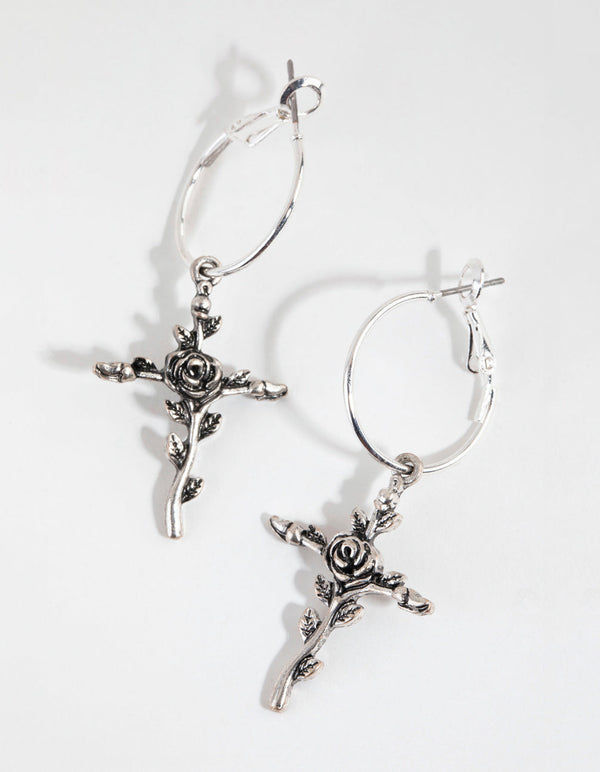 Antique Silver Rose Vine Ross Earrings