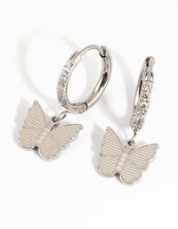 Surgical Steel Butterfly Charm Huggie Earrings - link has visual effect only