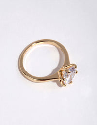 Gold Plated Round Cubic Zirconia Ring - link has visual effect only