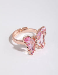 Rose Gold Pink Glass Butterfly Ring - link has visual effect only