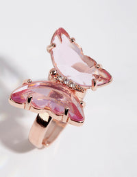 Rose Gold Pink Glass Butterfly Ring - link has visual effect only