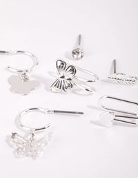 Silver Butterfly Ear Cuff Stack 6-Pack - link has visual effect only