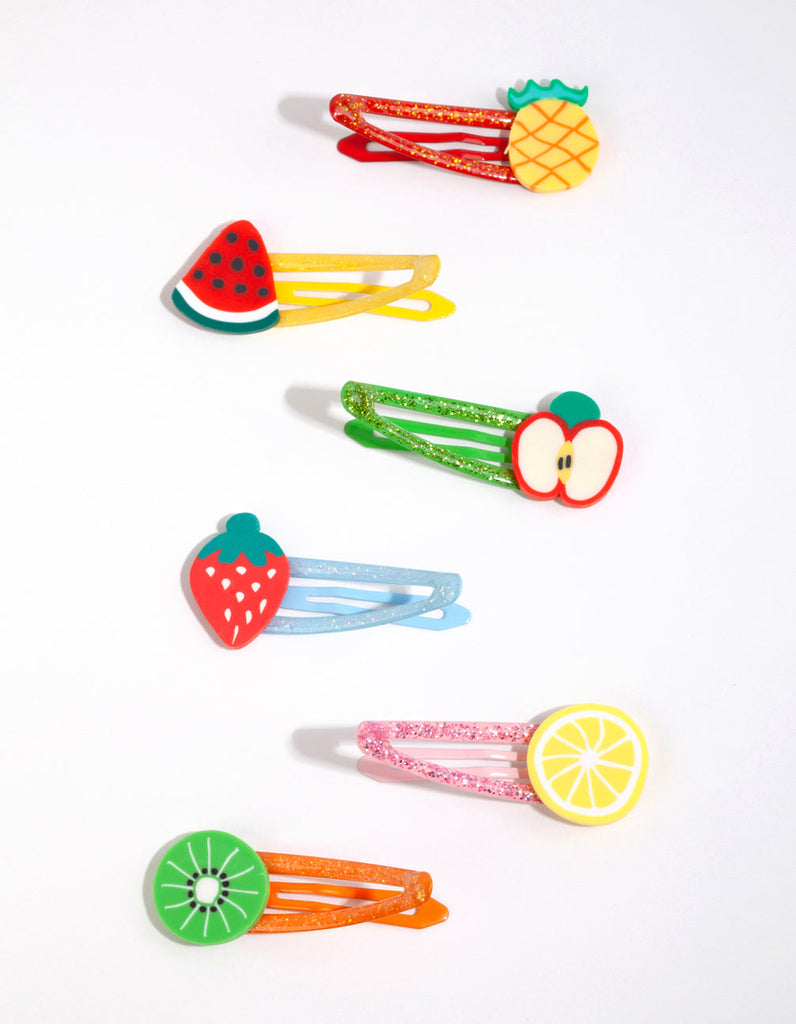 Kids Matte Multicoloured Fruit Salad Snap Clips