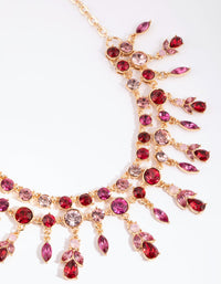 Red & Pink Mixed Cut Diamante Necklace - link has visual effect only