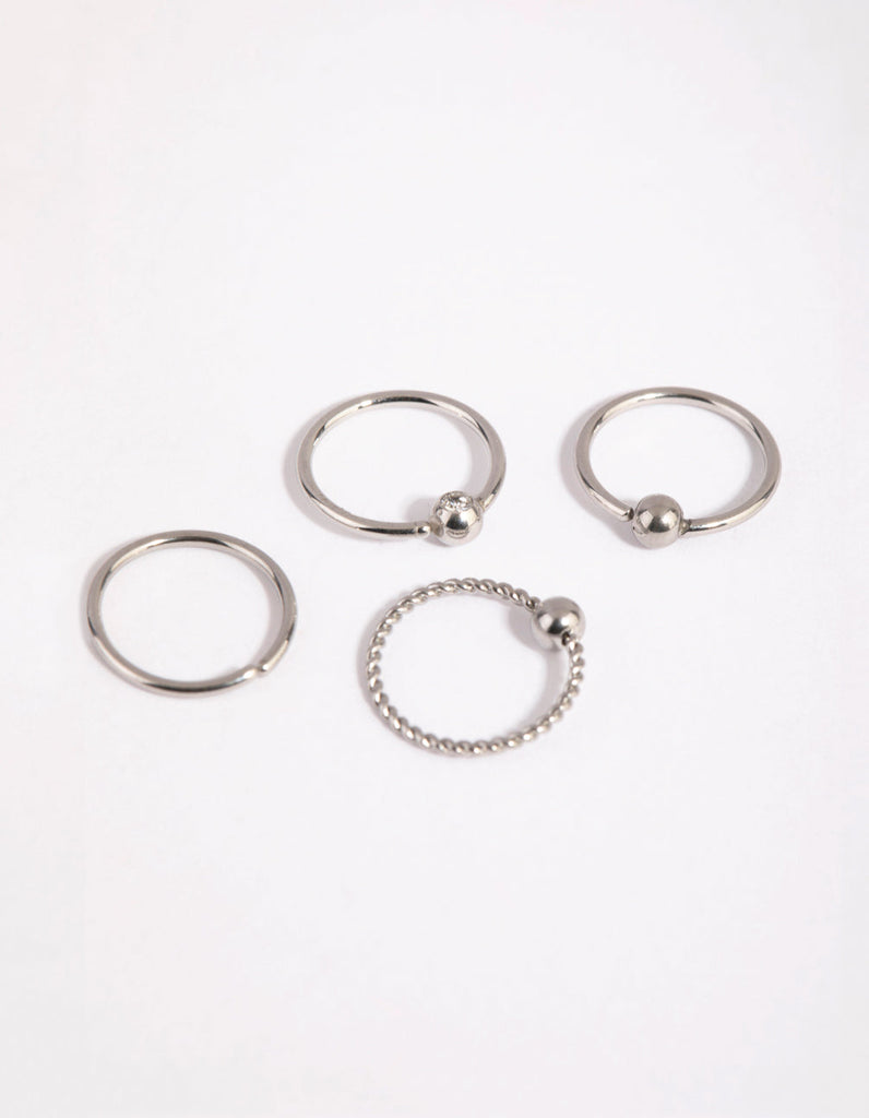 Surgical Steel Textured Nose Ring 4-Pack