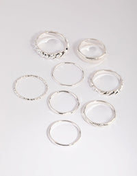 Silver Mixed Texture Ring Pack - link has visual effect only