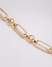 Gold Plated Mixed Link Chain Necklace - link has visual effect only