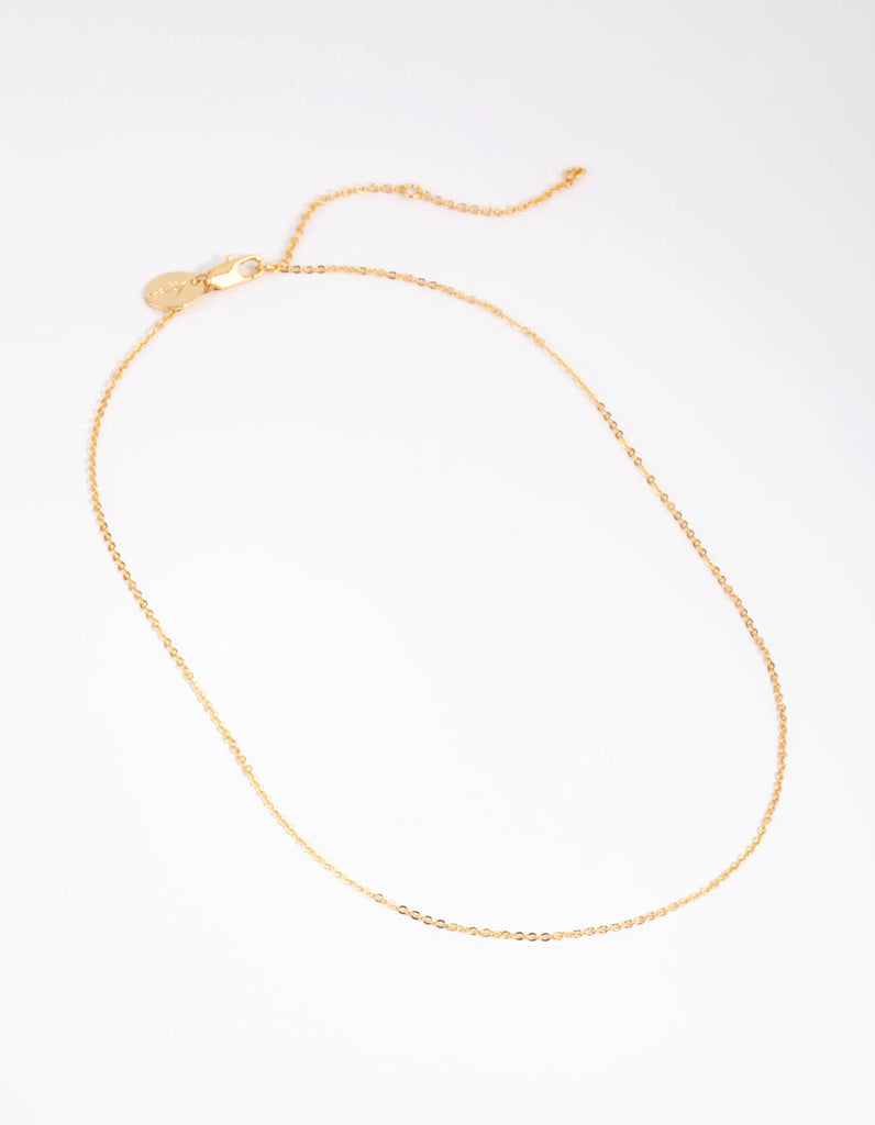 Gold Plated Short Plain Chain Necklace