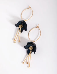 Navy Flower Drop Earrings - link has visual effect only